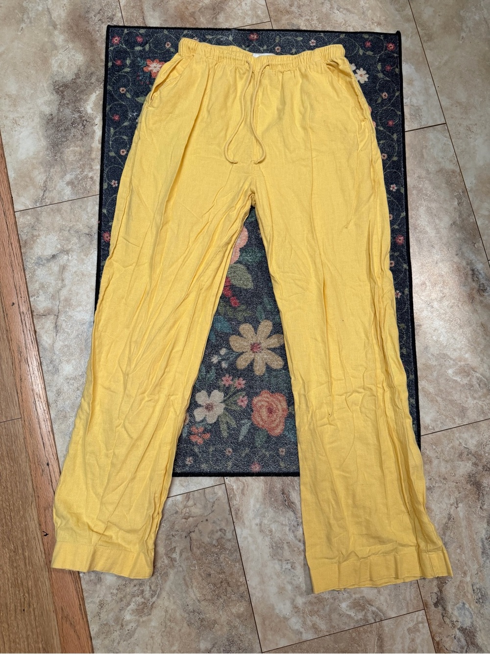 Abercrombie & Fitch Yellow Drawstring Wide-Leg Pants
